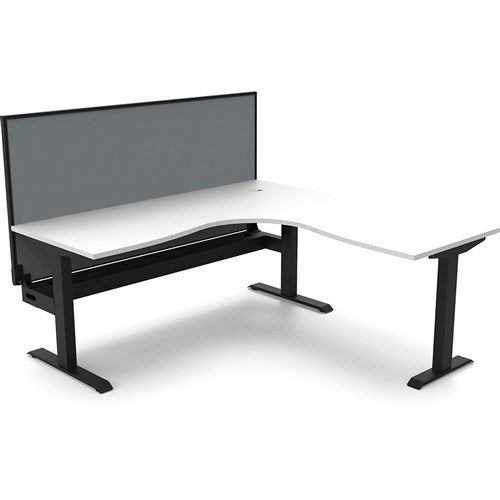 Rapidline Boost Static Corner Workstation   Screen   Cable Tray 1800/1800mmW White/Black