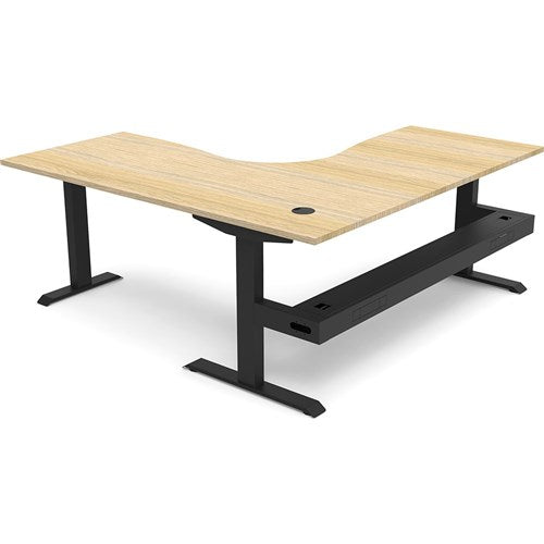 Rapidline Boost Static Corner Workstation   Tray 1800/1800W x 750D x 730mmH Oak/Black