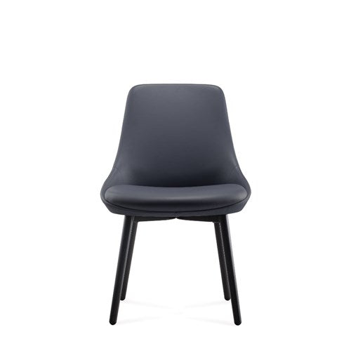 Rapidline Eros Breakout Room Chair Black Steel Legs French Navy PU Leather Seat