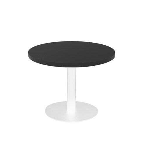Rapidline Estillo Disc Base Round Table 600D x 755mmH Black Top White Base