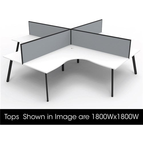 Rapidline Eternity Corner POD Workstation 4 Person   Screens 3600Wx3000Dx1200mmH White/Blk