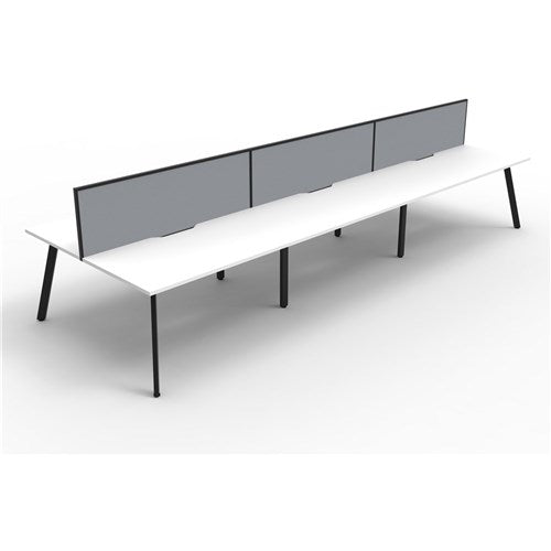 Rapidline Eternity Workstation Double Sided 6 Person   Screen 4500Wx1530Dx1200mmH White/Blk