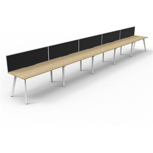 Rapidline Eternity Workstation Single Sided 5 Person   Screen 9000Wx750Dx1200mmH Oak/White