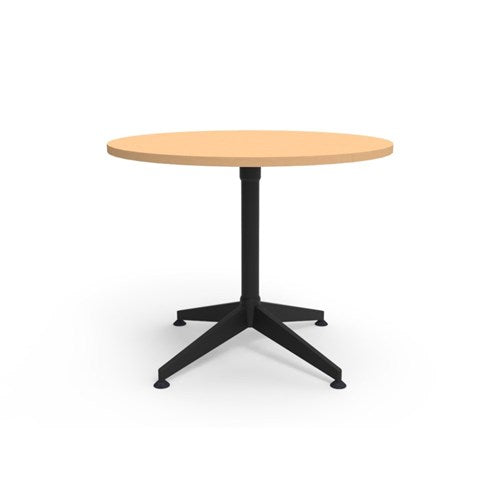 Rapidline Typhoon Round Meeting Table 900D x 750mmH Beech Top All Black Frame