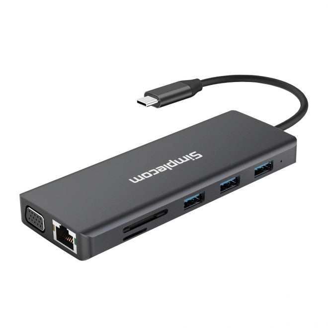 Simplecom CHN612 USB-C 12-in-1 Multiport Docking Station Dual HDMI   VGA Triple Display Gigabit LAN