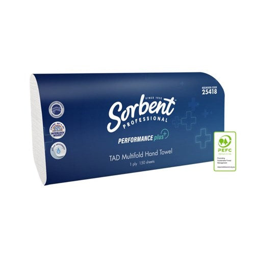 Sorbent Pro Performance Plus TAD Multifold Hand Towel 1 Ply 150 Sheets Carton Of 20