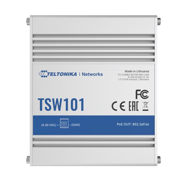 Teltonika TSW101 Automotive POE  Switch, 4x PoE Ports, 5 x Gigabit Ethernet Ports with speeds of up to 1000 Mbps, PSU excluded