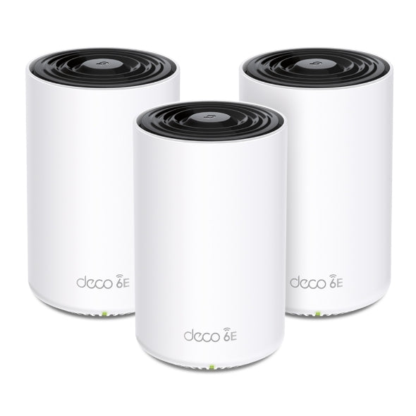 TP-Link Deco XE75 Pro(3-pack) AXE5400 Tri-Band Mesh Wi-Fi 6E System, 574 Mbps at 2.4 GHz   2402 Mbps at 5 GHz   2402 Mbps at 6 GHz