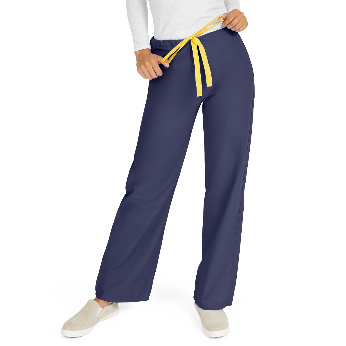 AngelStat Unisex Reversible Scrub Pants with Drawstring Waist, Navy, Size L, Angelica Color Code, 1 EA (M600NNTL-CA) Each