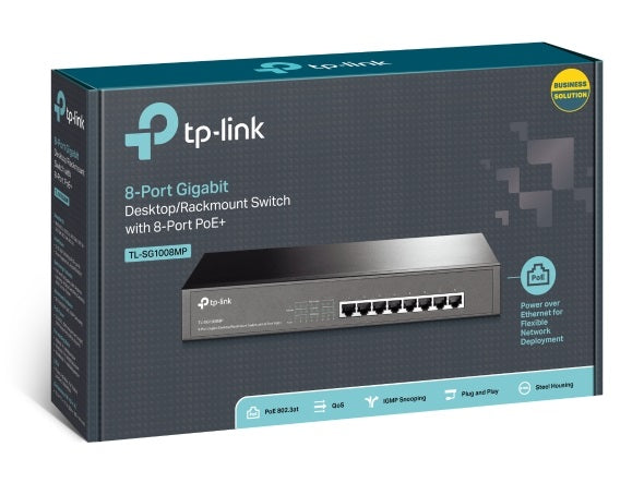 TP-Link TL-SG1008MP 8-Port Gigabit Desktop/Rackmount Switch with 8-Port PoE  (Replacement model of TL-SG1008PE)