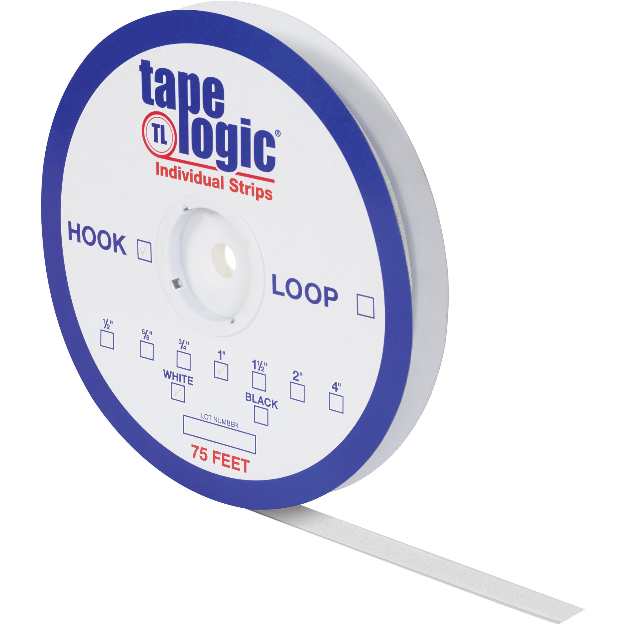 1 1/2" x 75' White Loop Tape Logic Individual Tape Strips (HLT120) Each
