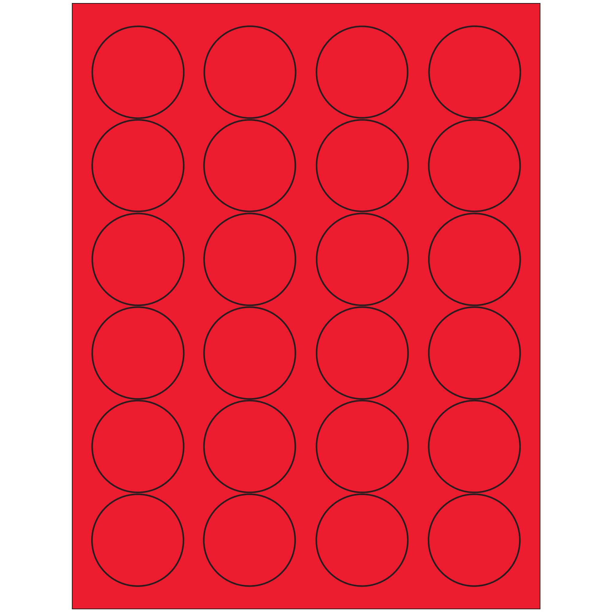 1 2/3" Fluorescent Red Circle Laser Labels (LL196RD) Case Of 2400