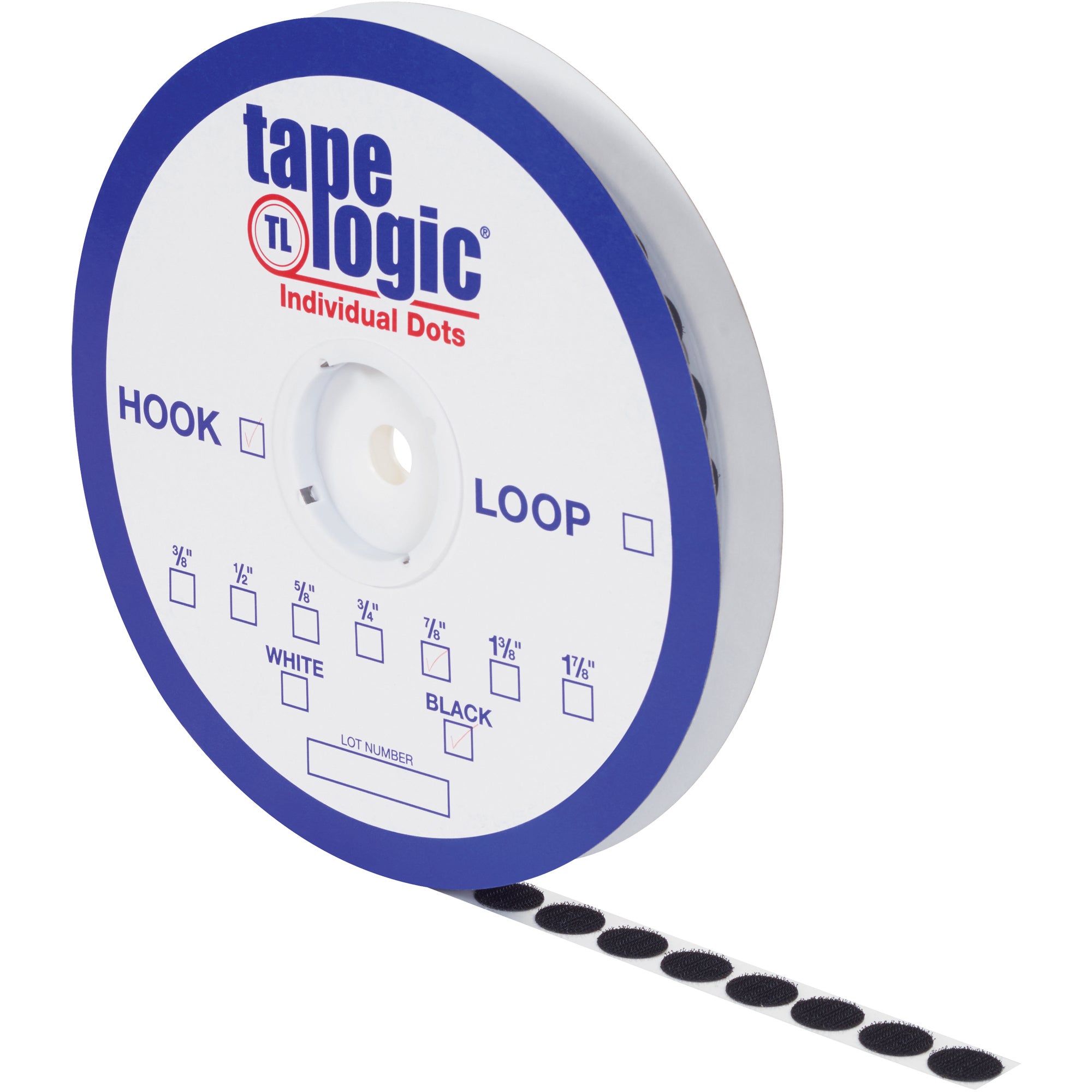 1/2" Black Loop Tape Logic Individual Tape Dots (HLT145) Case Of 1440