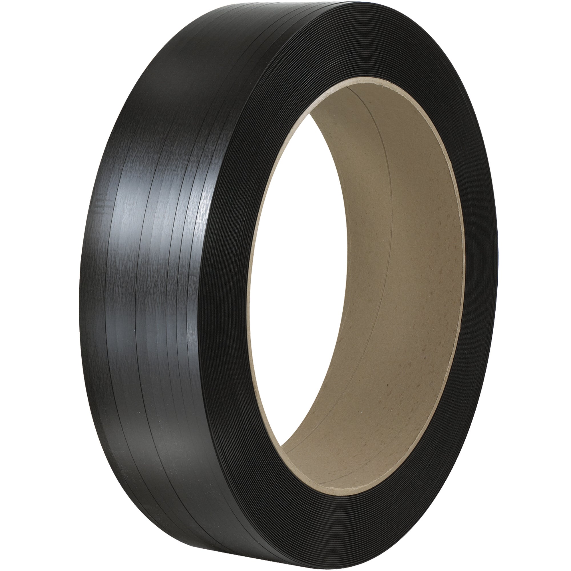 1/2" x .017 x  9000' Black 16 x 6" Core Hand Grade Polypropylene Strapping - Embossed (PS1217) Coil   Of 1