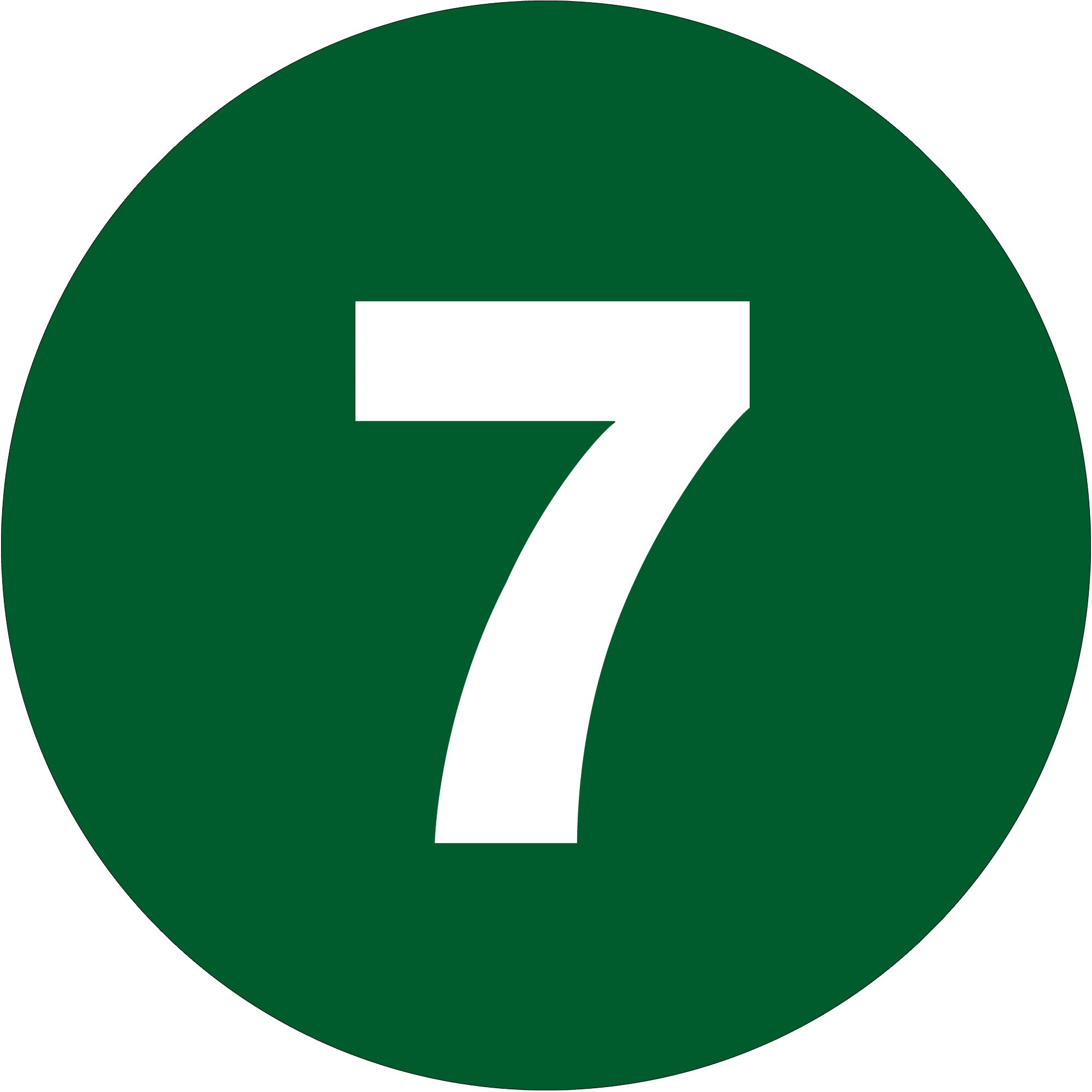 1" Circle - "7" (Dark Green) Number Labels (DL6757) Roll Of 500