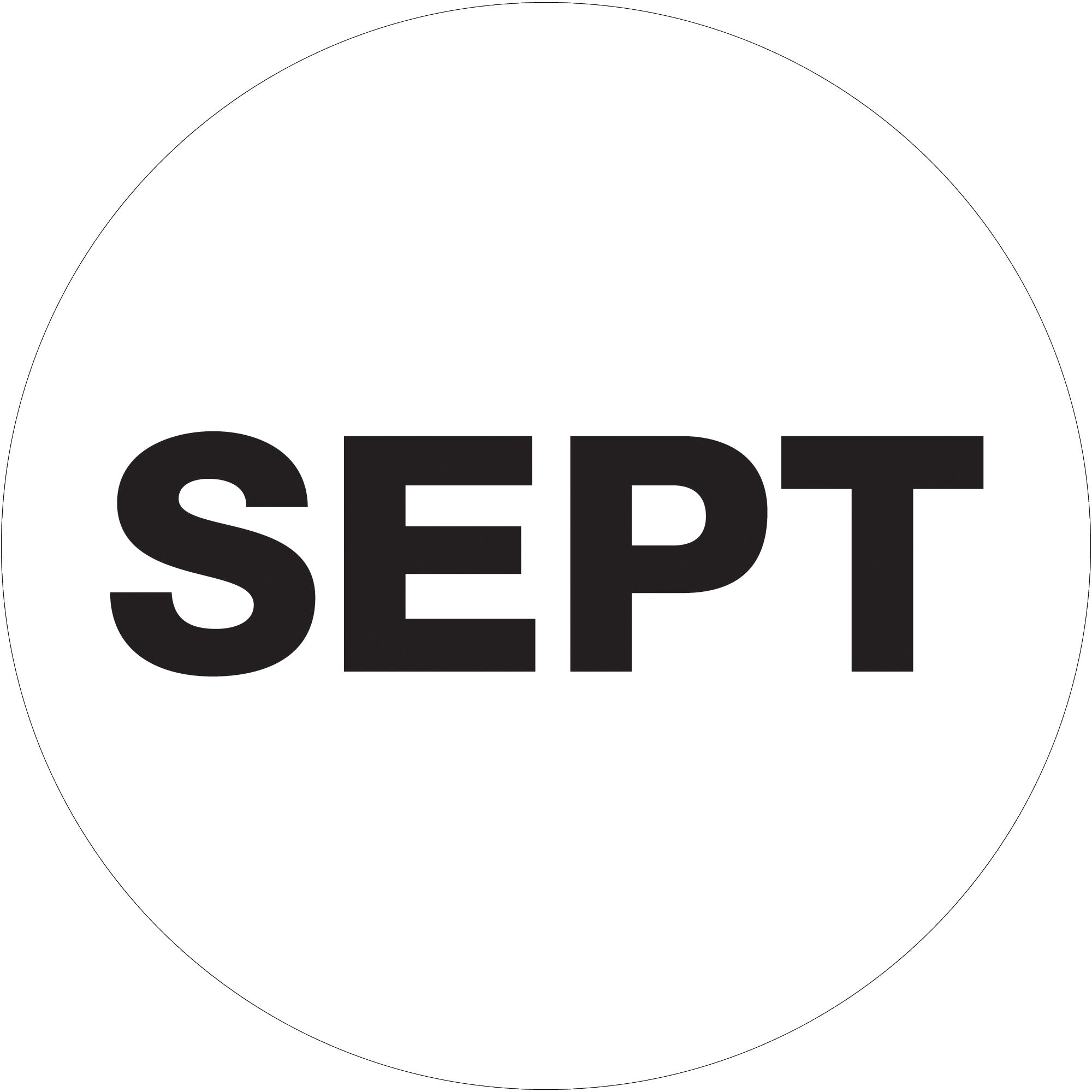 1" Circle - "SEPT" (White) Months of the Year Labels (DL6731) Roll Of 500
