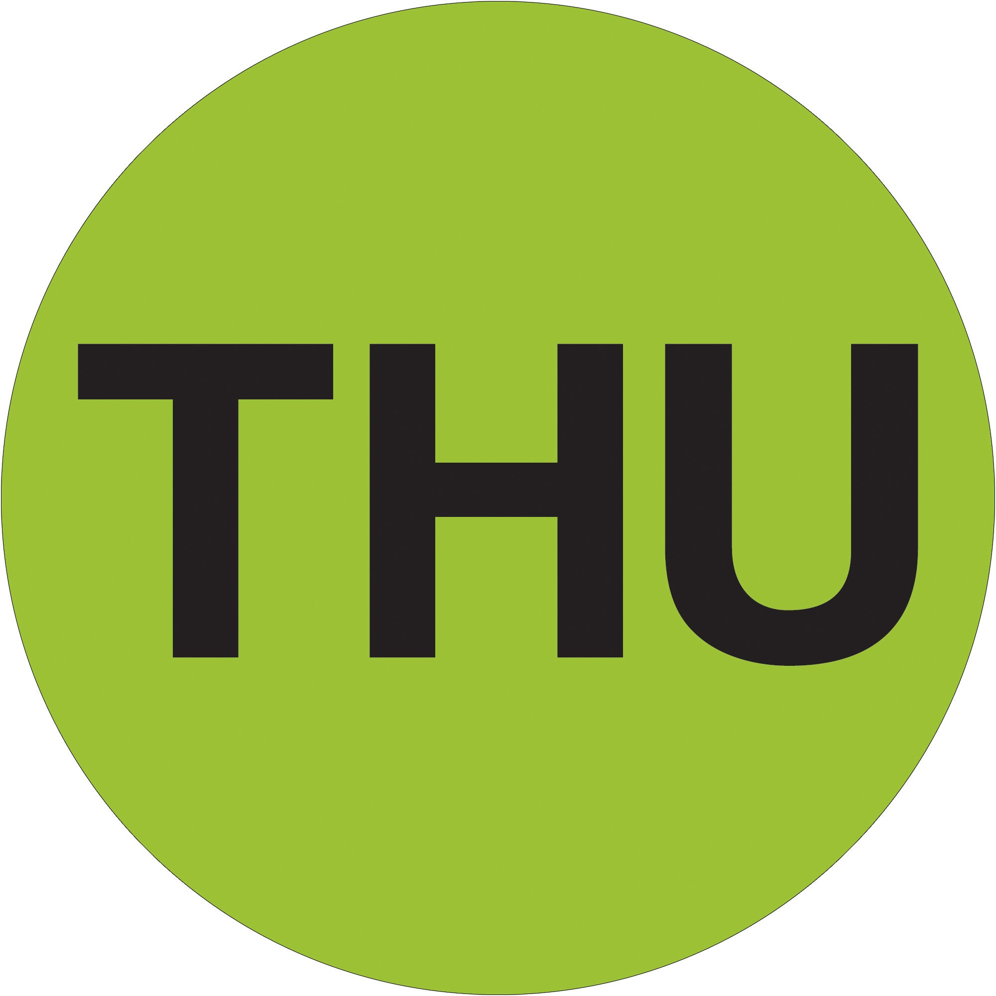 1" Circle - "THU" (Fluorescent Green) Days of the Week Labels (DL6531) Roll Of 500