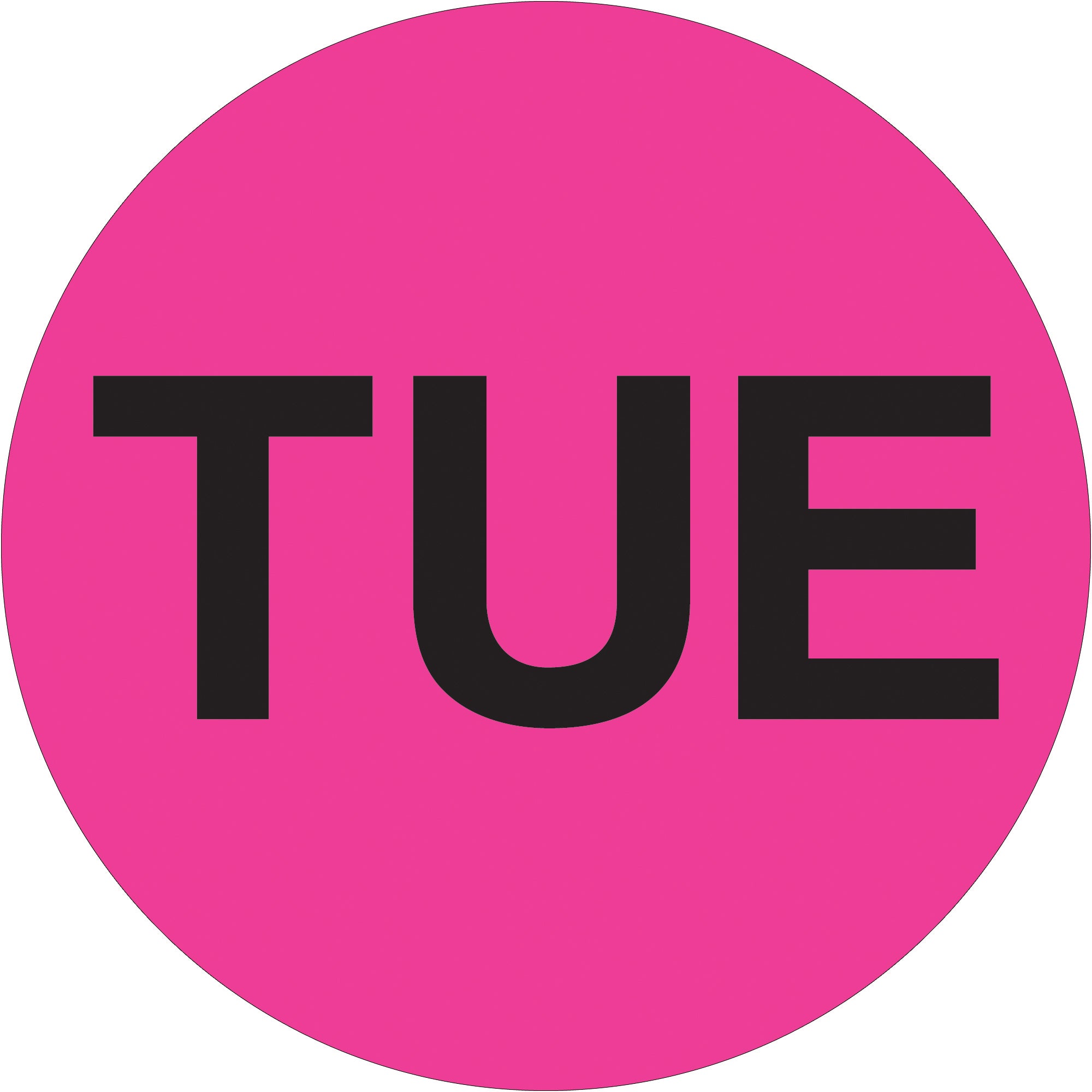 1" Circle - "TUE" (Fluorescent Pink) Days of the Week Labels (DL6511) Roll Of 500