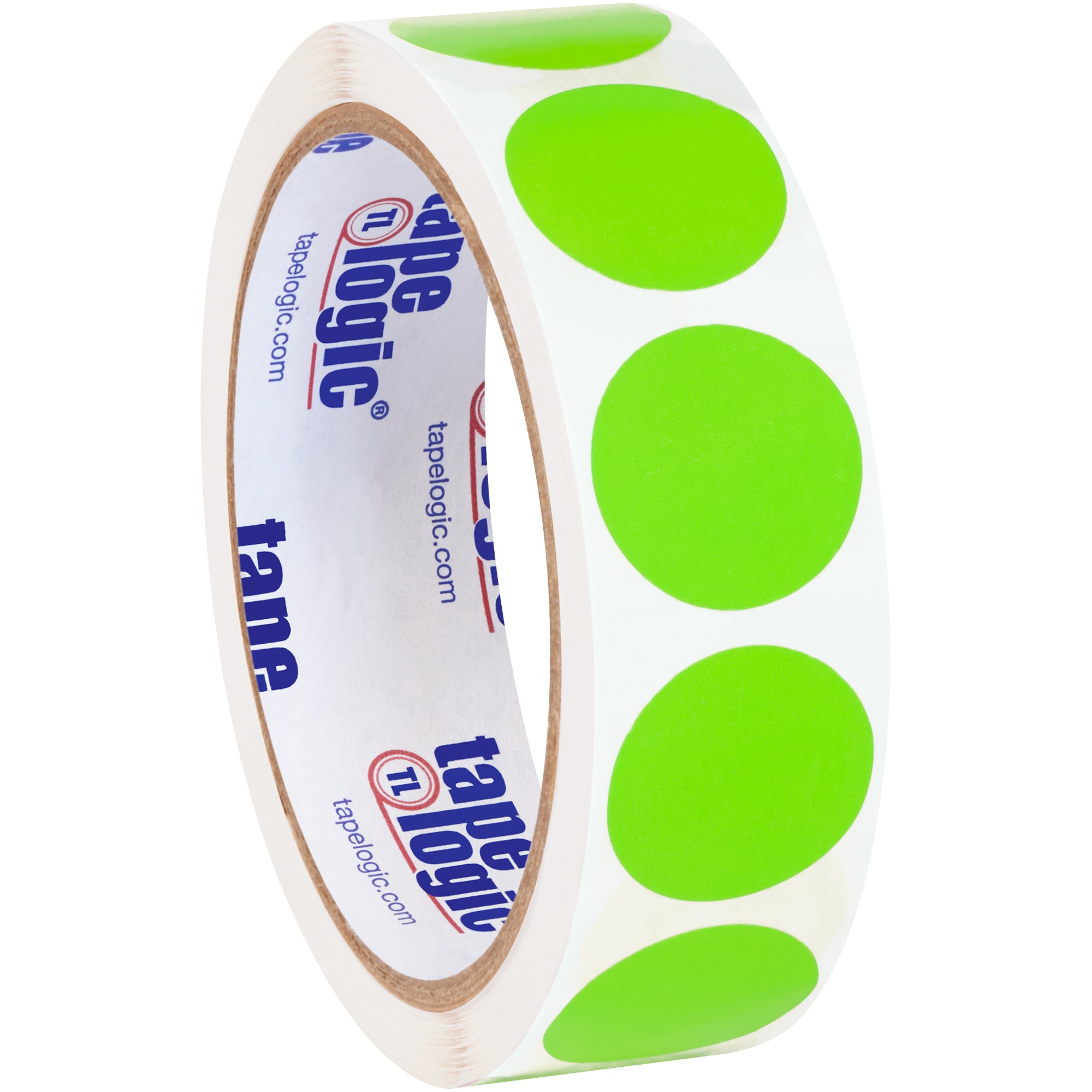 1" Circles - Fluorescent Green Removable Labels (DL1389FG) Roll Of 500
