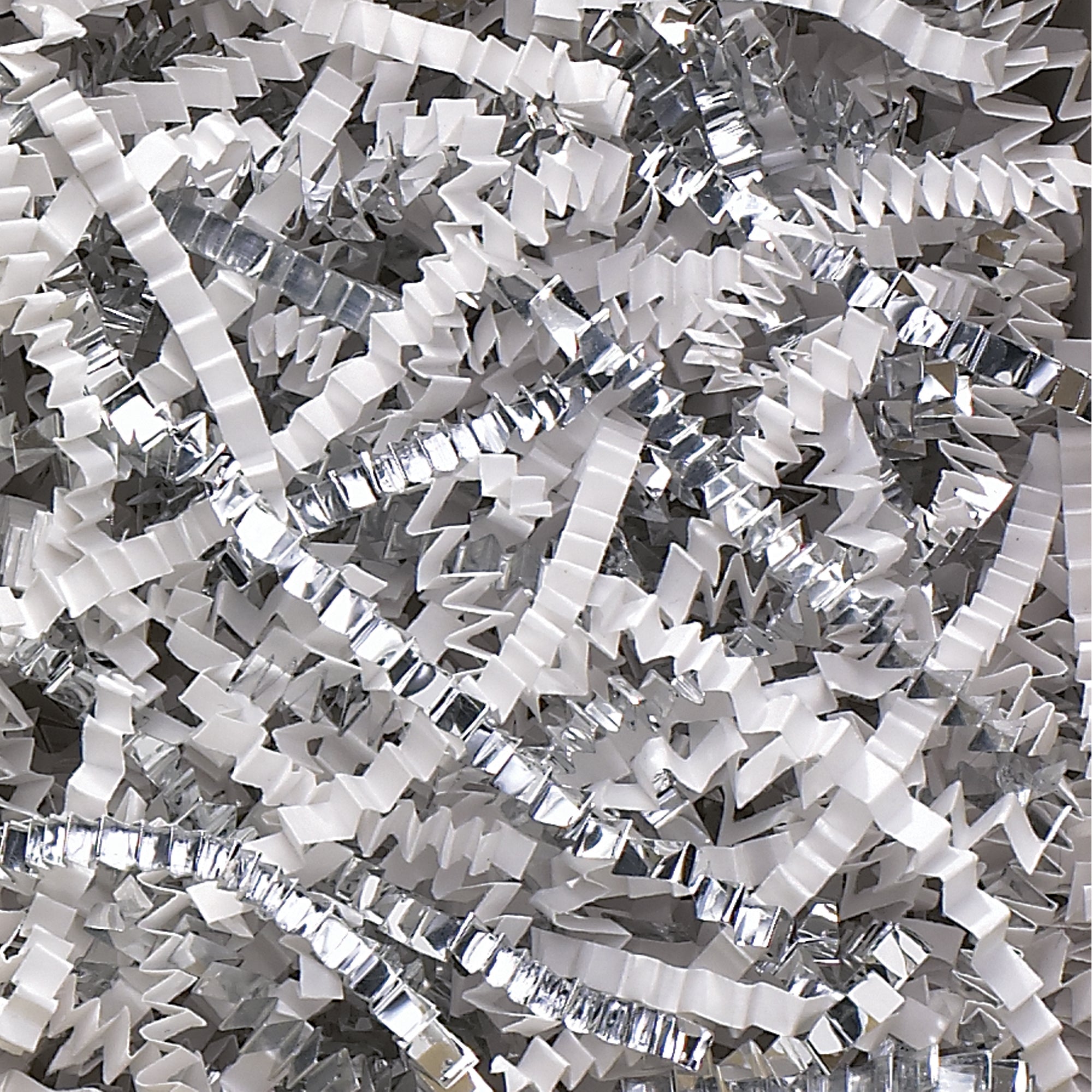 10 lb. White and Silver Metallic Blend Crinkle Paper (CPB10DD) Each