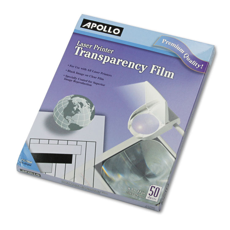 Apollo Laser Transparency Film, 8.5 x 11, Black on Clear, 50/Box (APOCG7060) Box of 50