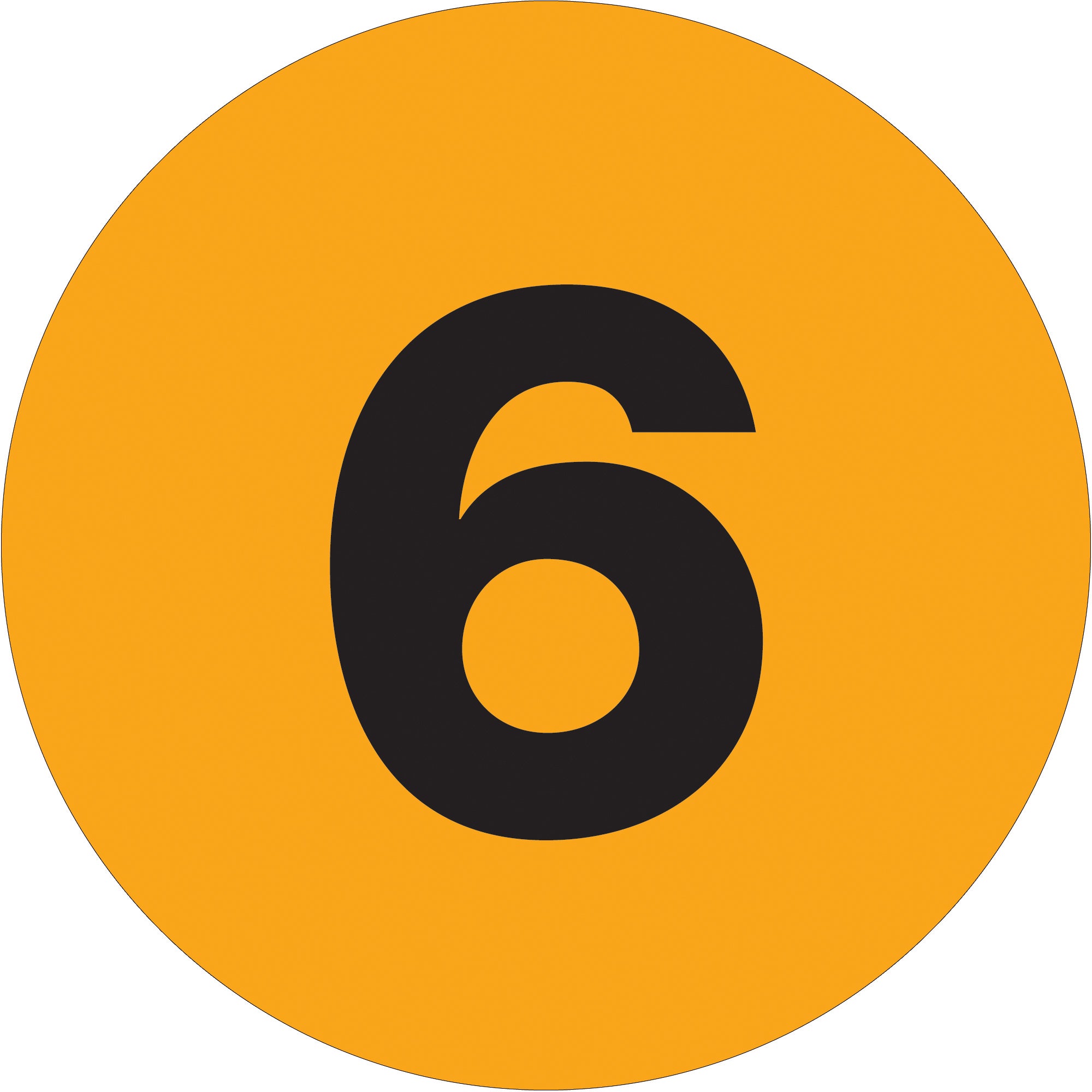 2" Circle - "6" (Fluorescent Orange) Number Labels (DL6774) Roll Of 500
