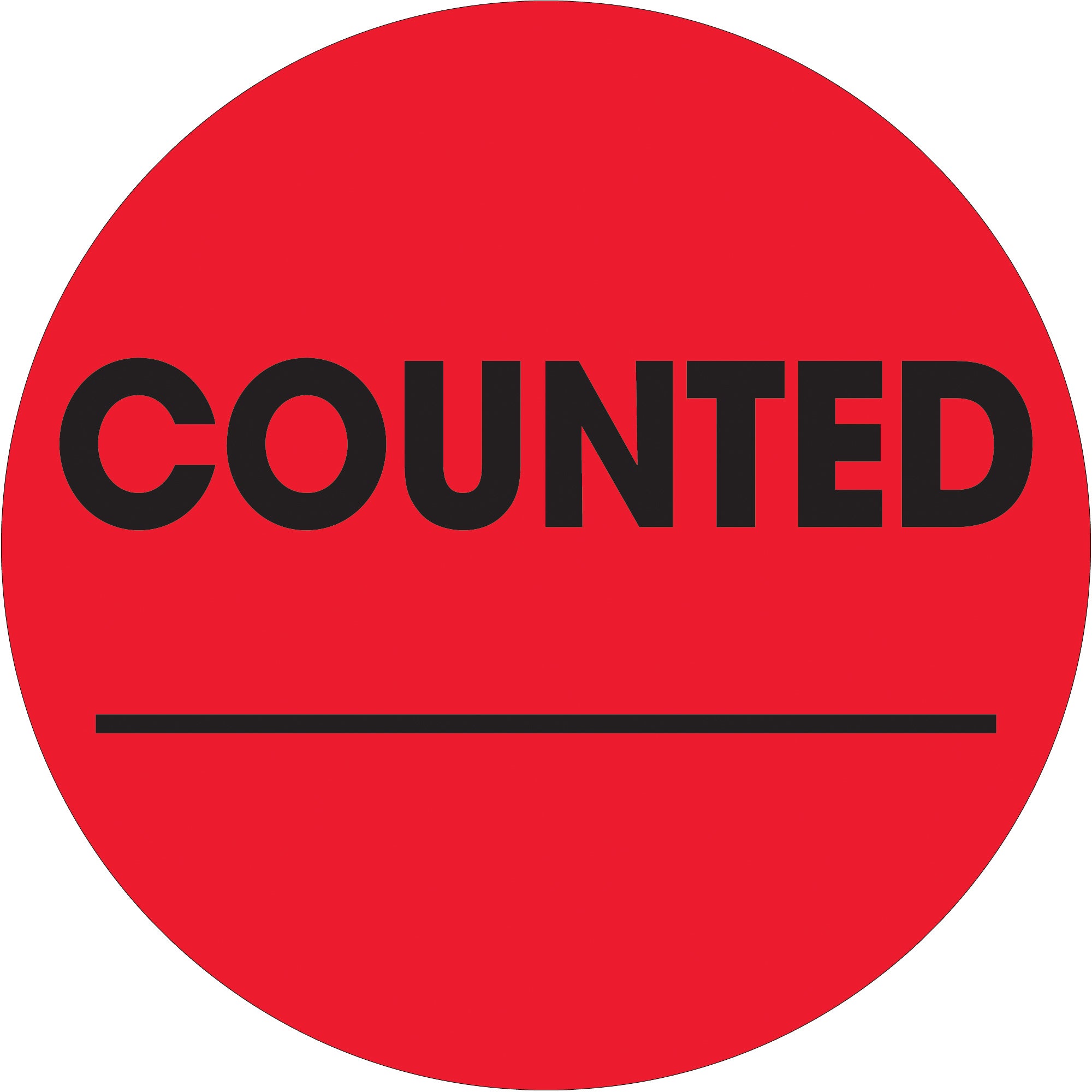 2" Circle - "Counted ___" Fluorescent Red Labels (DL1270) Roll Of 500