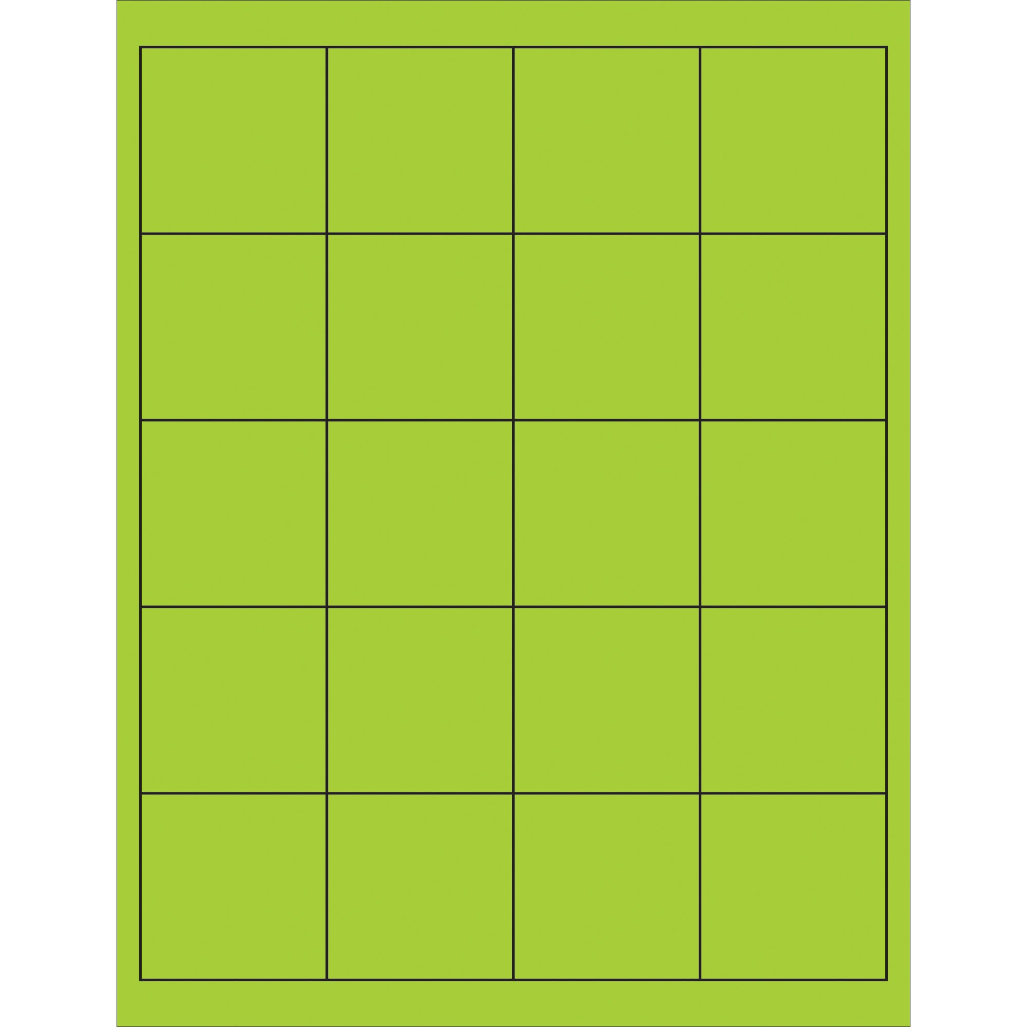 2 x 2" Fluorescent Green Rectangle Laser Labels (LL172GN) Case Of 2000