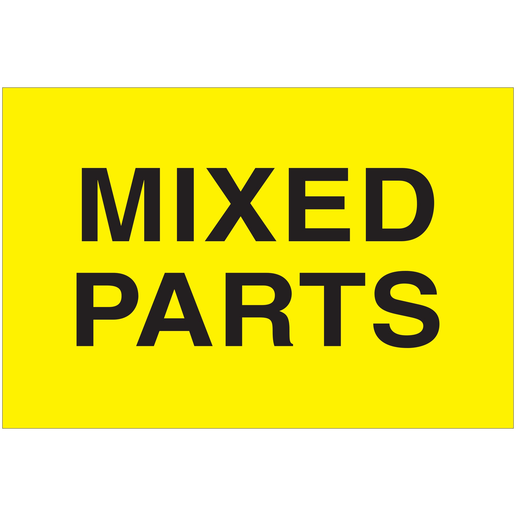 2 x 3" - "Mixed Parts" (Fluorescent Yellow) Labels (DL1623) Roll Of 500