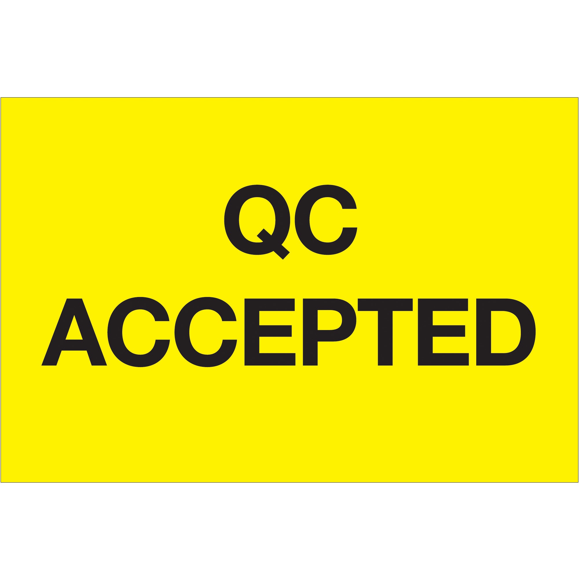 2 x 3" - "QC Accepted" (Fluorescent Yellow) Labels (DL1144) Roll Of 500
