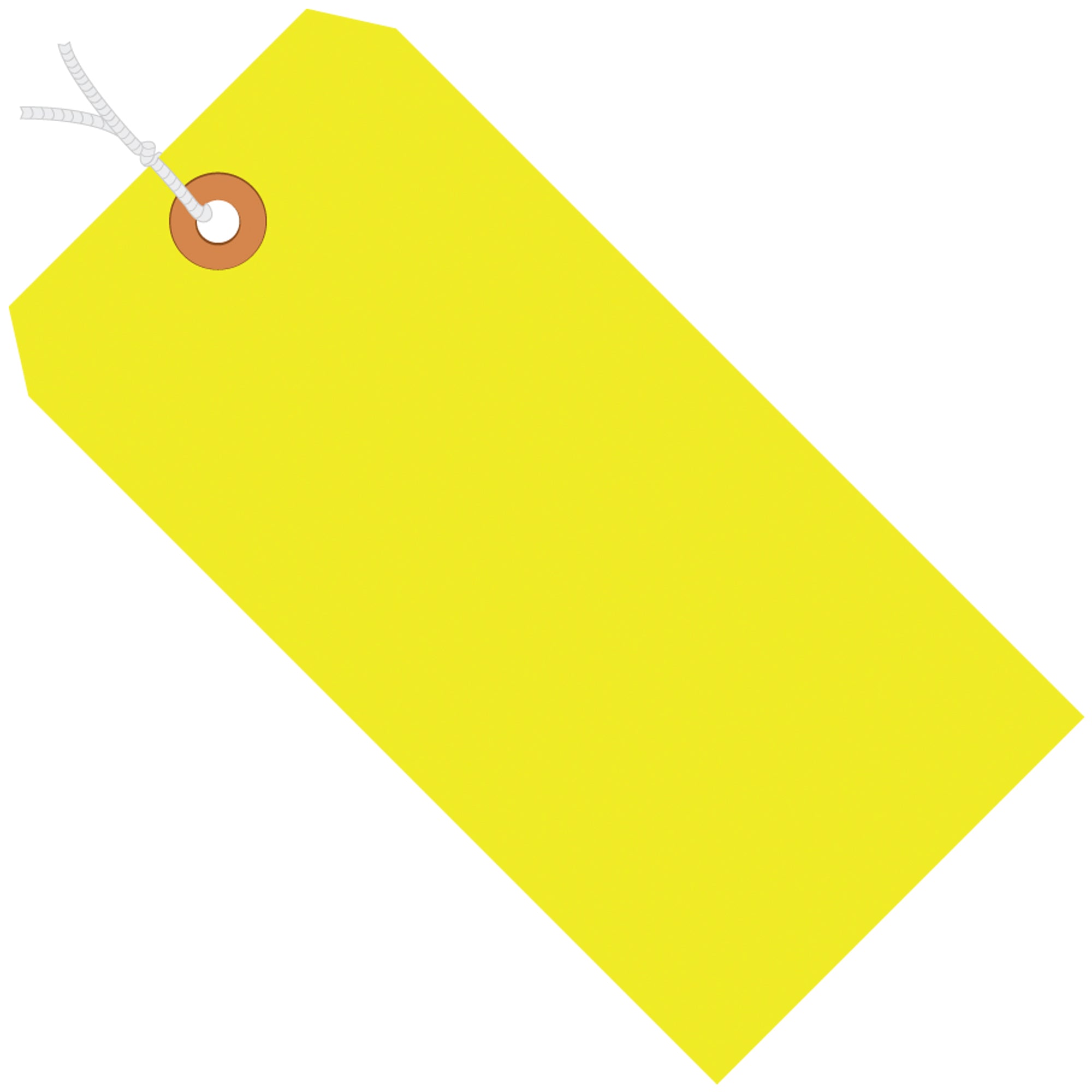 3 1/4 x 1 5/8" Fluorescent Yellow 13 Pt. Shipping Tags - Pre-Strung (G12022A) Case Of 1000