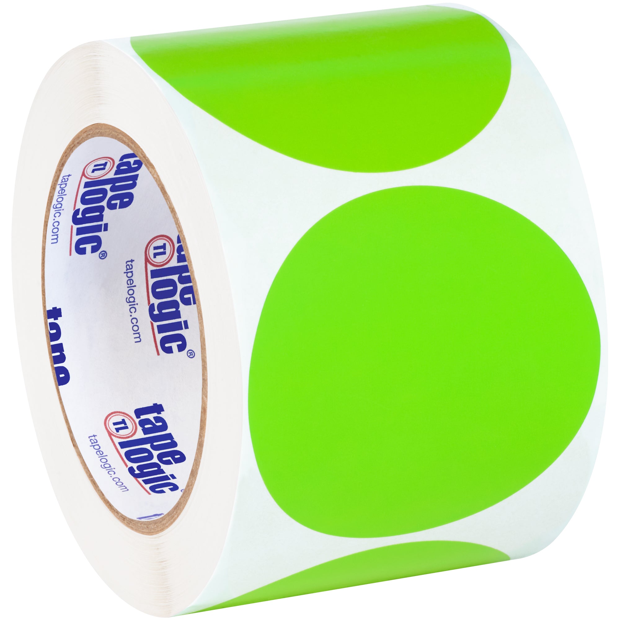 3" Fluorescent Green Inventory Circle Labels (DL614J) Roll Of 500