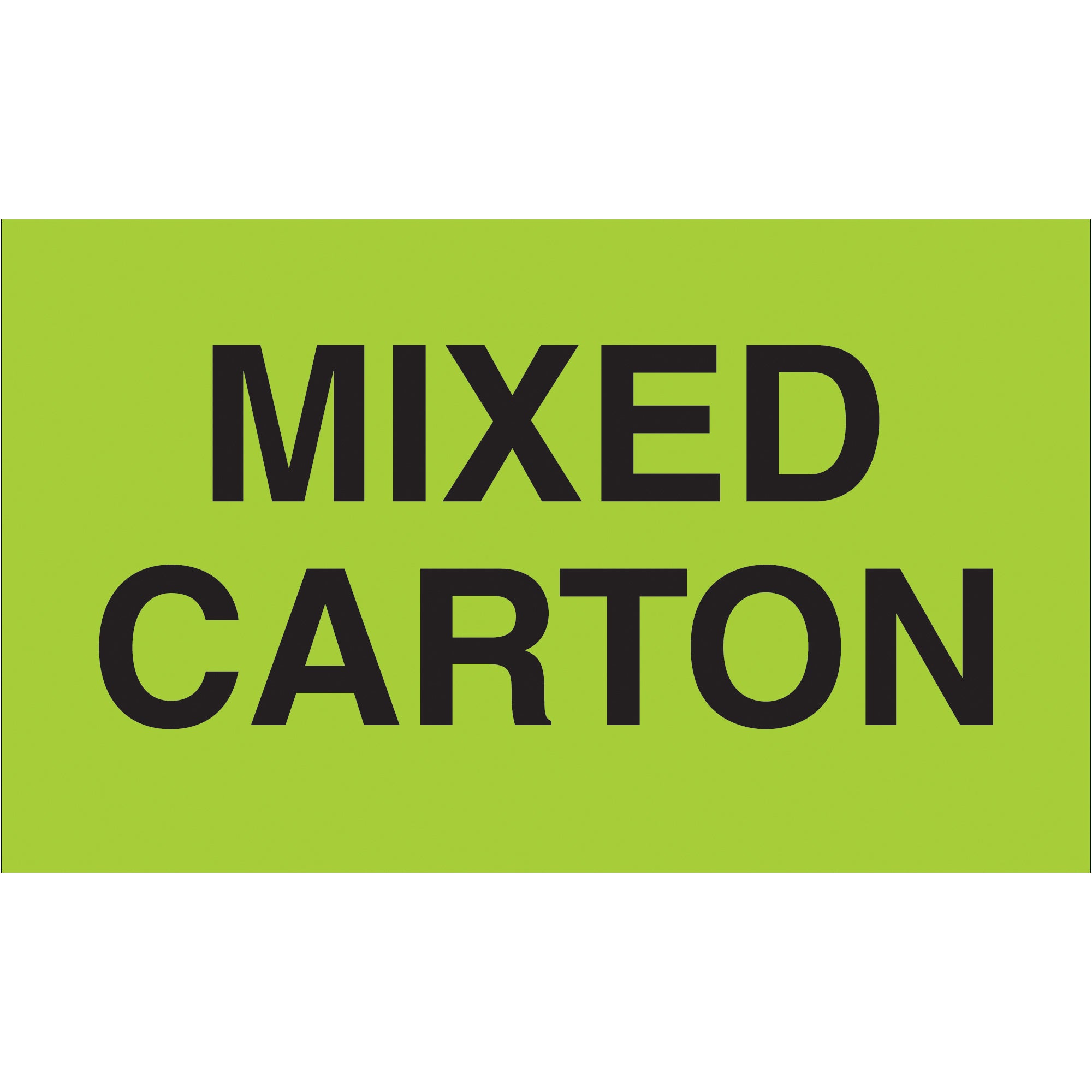 3 x 5" - "Mixed Carton" (Fluorescent Green) Labels (DL2501) Roll Of 500