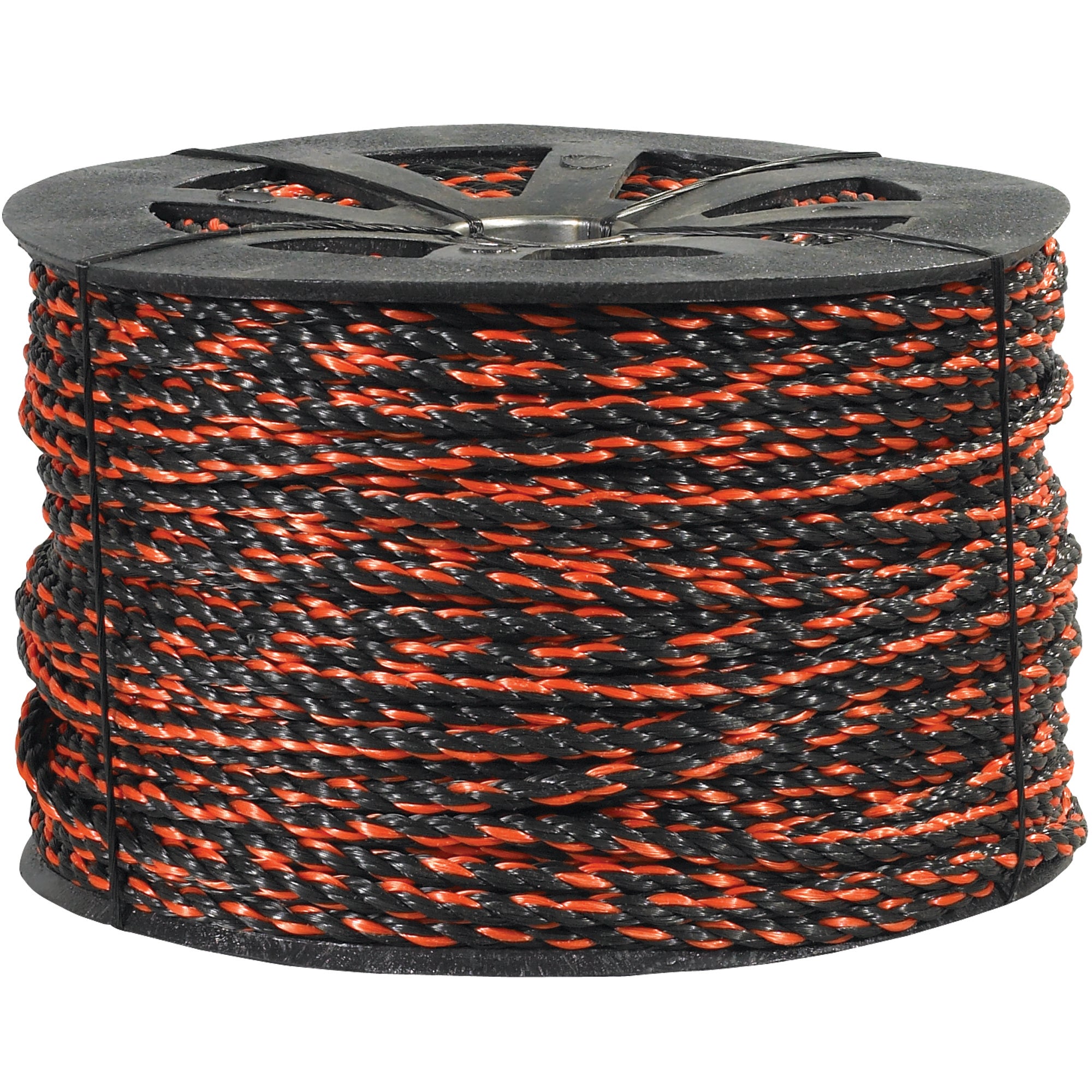 3/8", 2,450 lb, Black/Orange Twisted Polypropylene Rope (TWR112) Each