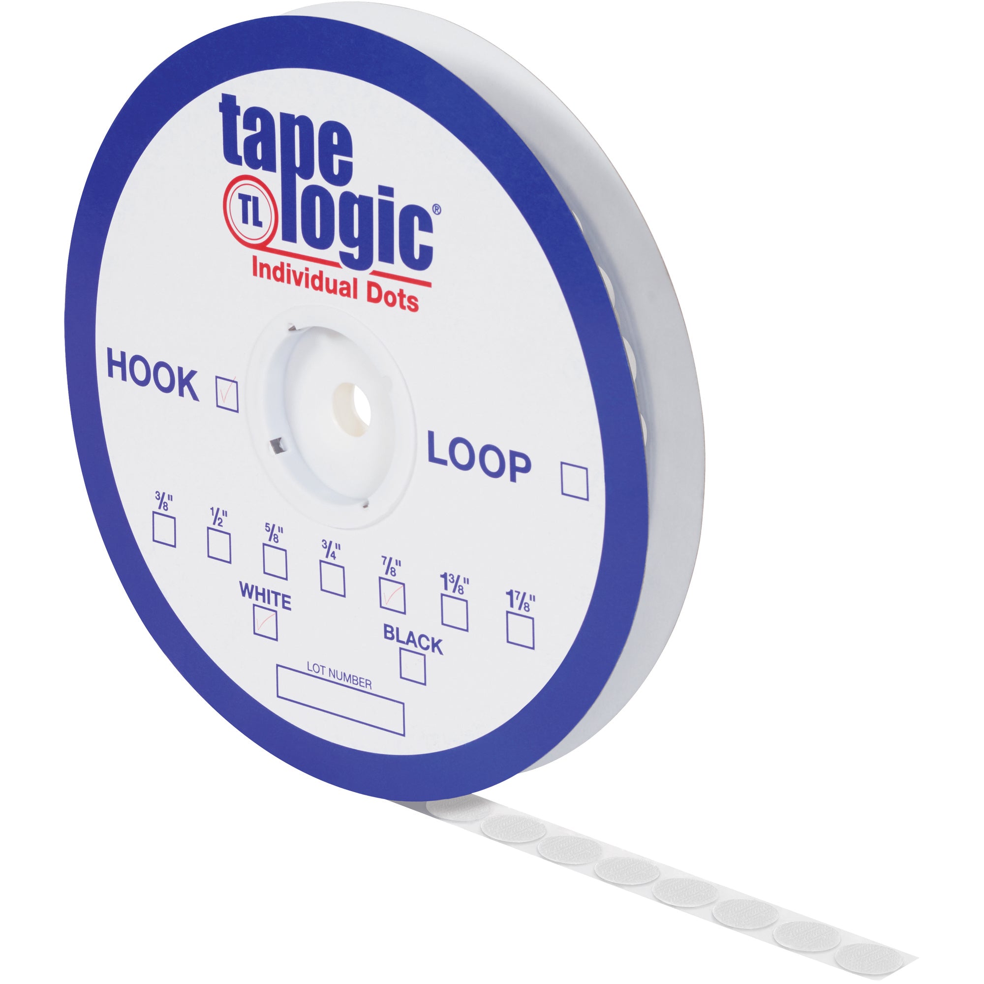 3/8" White Loop Tape Logic Individual Tape Dots (HLT143) Case Of 1800