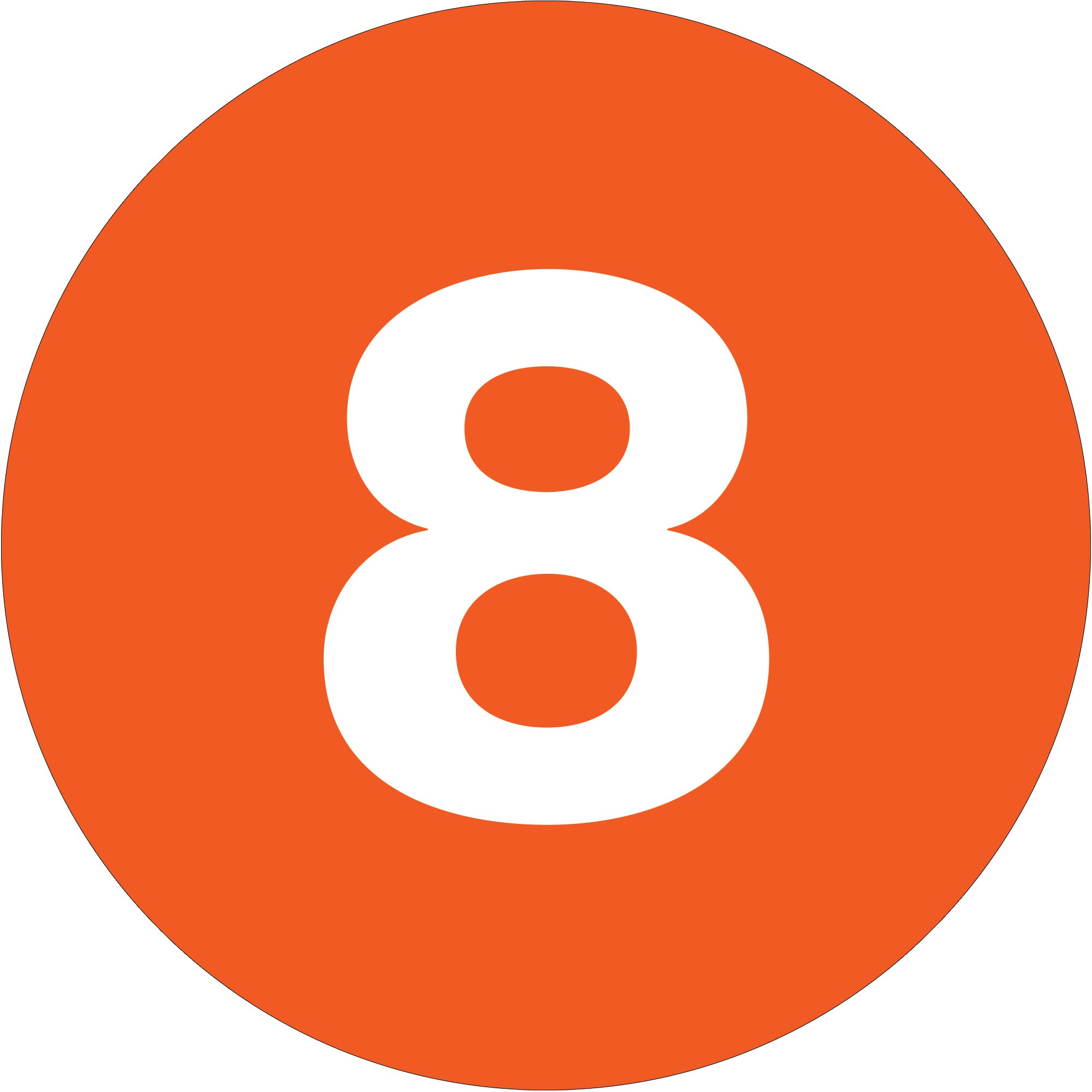 3" Circle - "8" (Orange) Number Labels (DL1348) Roll Of 500