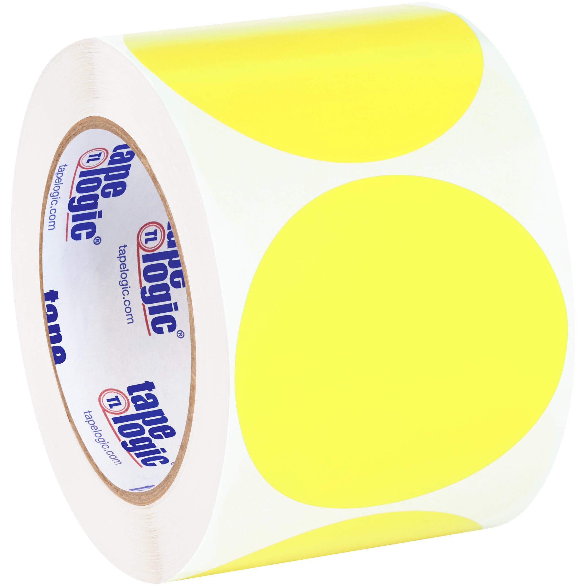 3" Fluorescent Yellow Inventory Circle Labels (DL614L) Roll Of 500