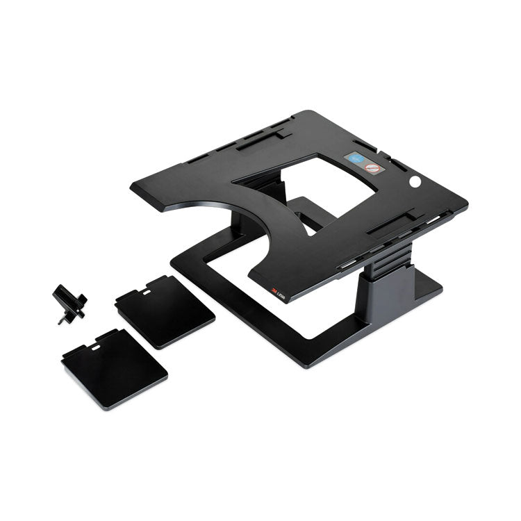 3M Adjustable Notebook Riser, 13" x 13" x 4" to 6", Black, Supports 20 lbs (MMMLX500) Each