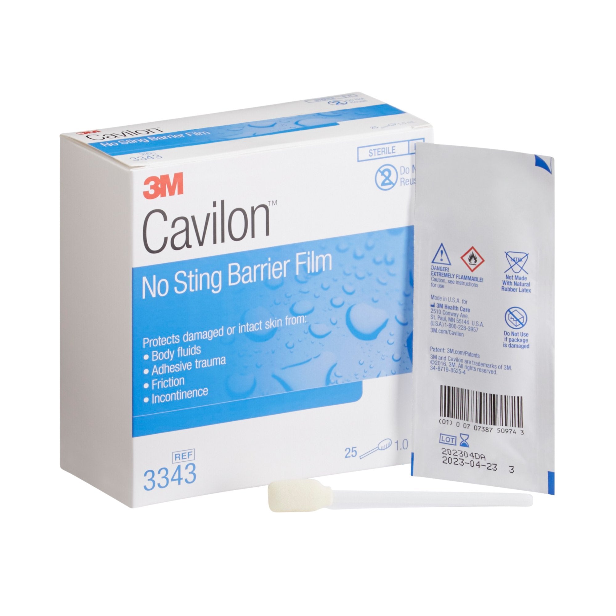 3M Cavilon No Sting Skin Barrier Applicator 26 to 62% Strength Hexamethyldisiloxane / Isooctane / Acrylate Terpolymer / Polyphenylmethylsiloxane Individual Packet Sterile (292018_EA) 1/EA