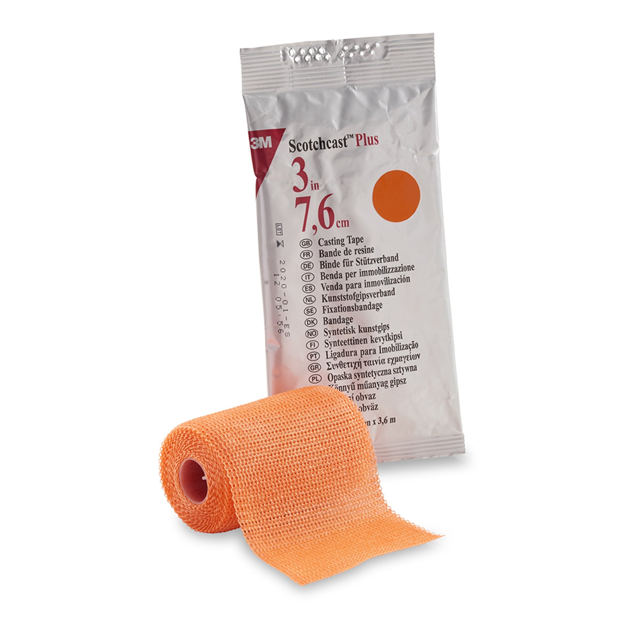 3M Scotchcast Plus Cast Tape 3 Inch X 12 Foot Fiberglass / Resin Bright Orange (199239_CS) 10/CS