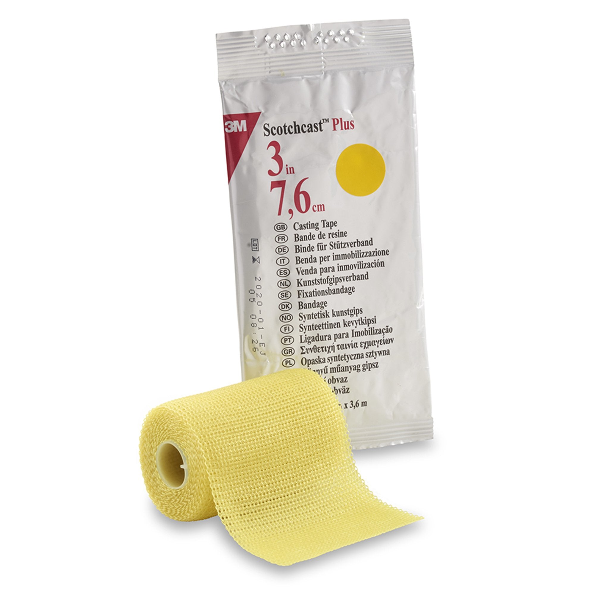 3M Scotchcast Plus Cast Tape 3 Inch X 12 Foot Fiberglass / Resin Yellow (201240_EA) 1/EA