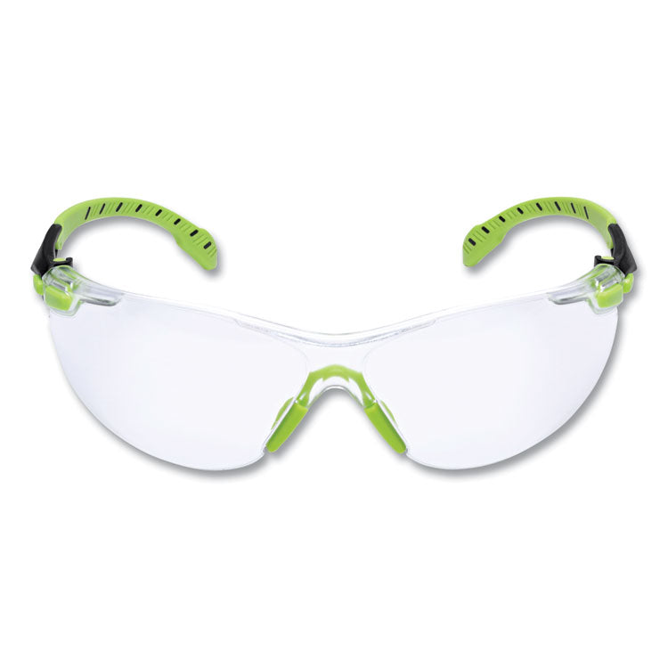 3M Solus 1000-Series Safety Glasses, Black/Green Plastic Frame, Clear Polycarbonate Lens (MMMS1201SGAF) Each