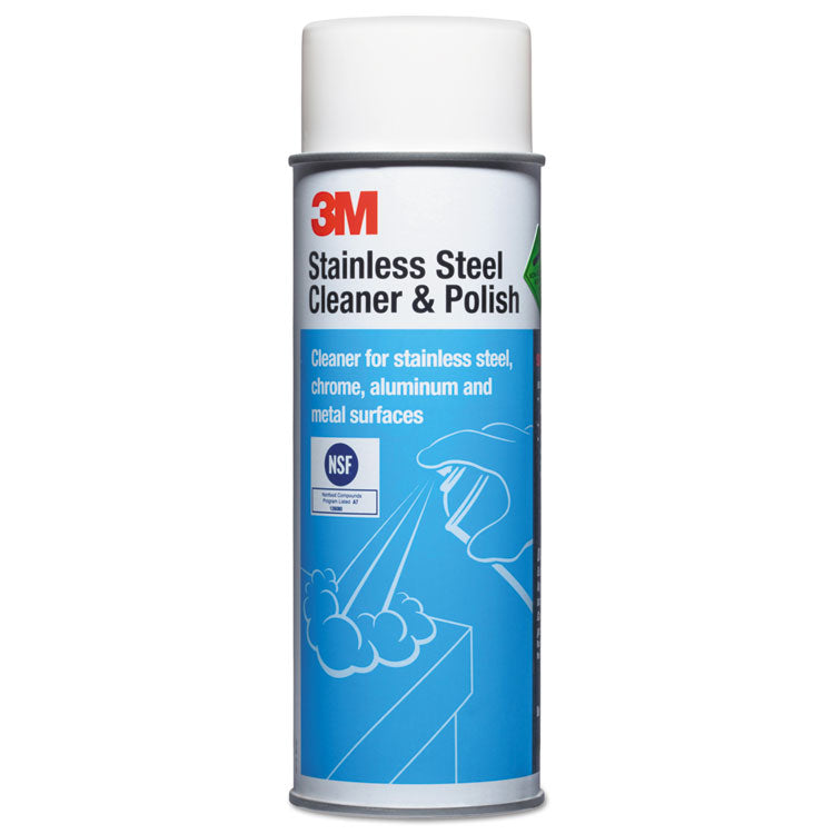 3M Stainless Steel Cleaner and Polish, Lime Scent, Foam, 21 oz Aerosol Spray, 12/Carton (MMM14002) Case of 12