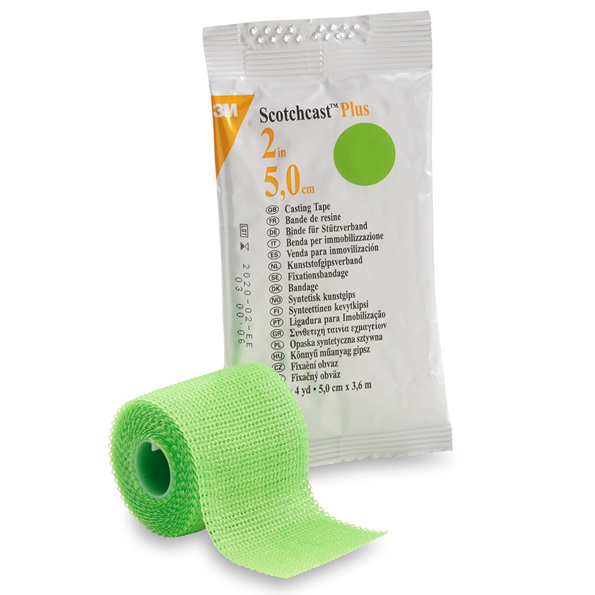 3M Scotchcast Plus Cast Tape 2 Inch X 12 Foot Fiberglass / Resin Bright Green (199241_EA) 1/EA