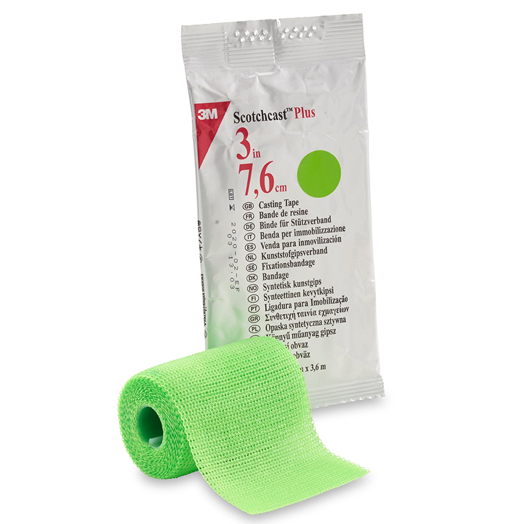 3M Scotchcast Plus Cast Tape 3 Inch X 12 Foot Fiberglass / Resin Bright Green (199242_EA) 1/EA