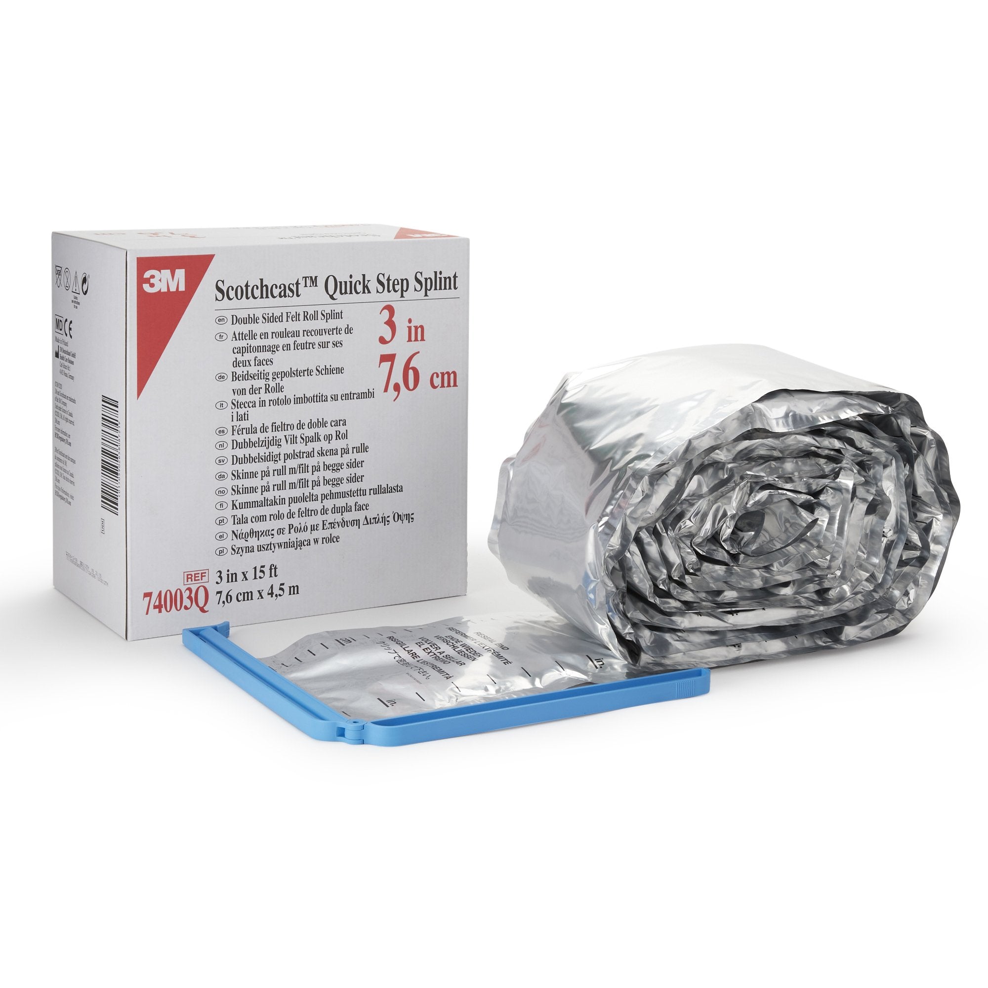 3M Scotchcast Quick Step Double Sided Felt Padded Splint Roll 3 Inch X 15 Foot Felt / Fiberglass White (983390_CS) 2/CS