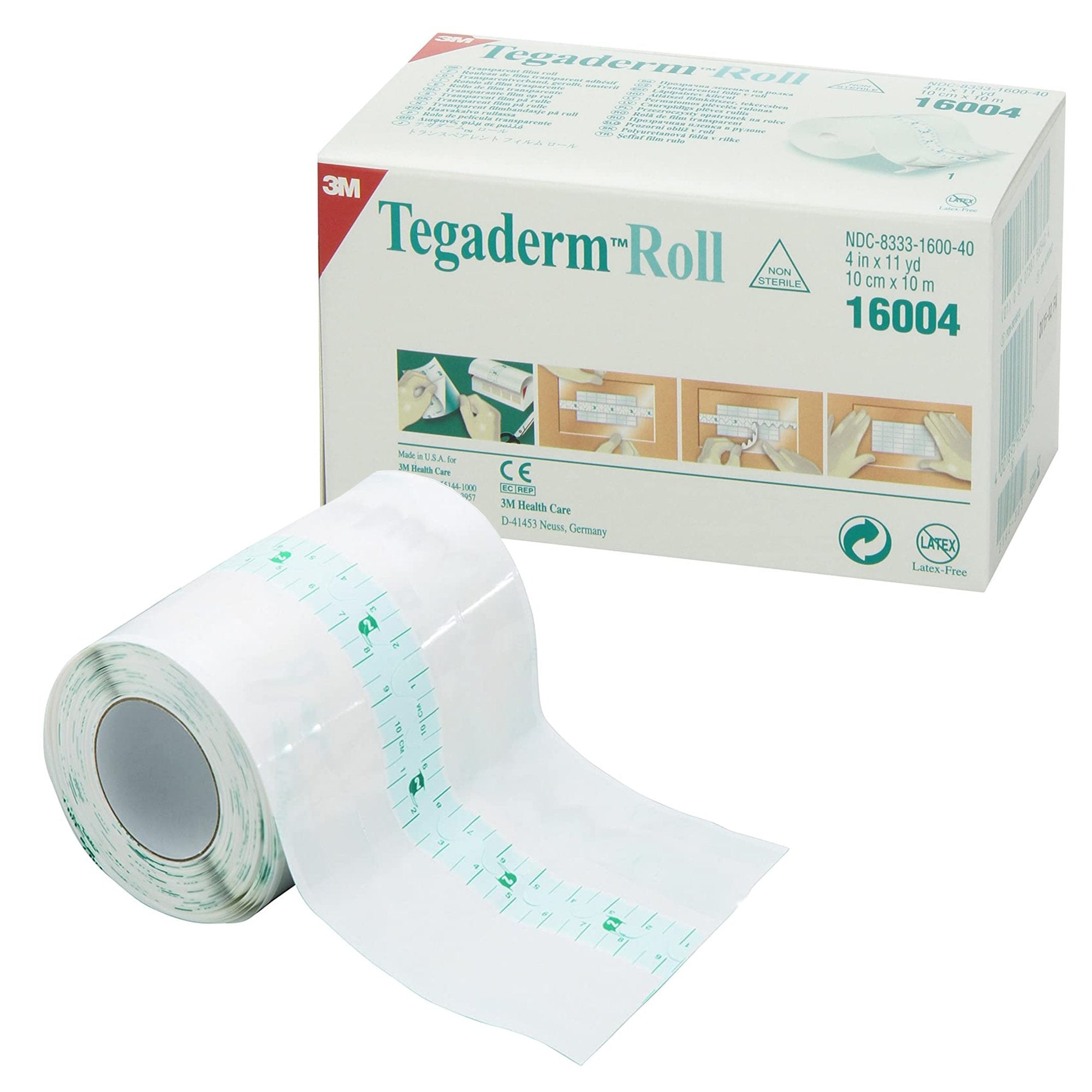3M Tegaderm Transparent Film Dressing 4 Inch X 11 Yard 2 Tab Delivery Roll NonSterile (521719_CS) 4/CS