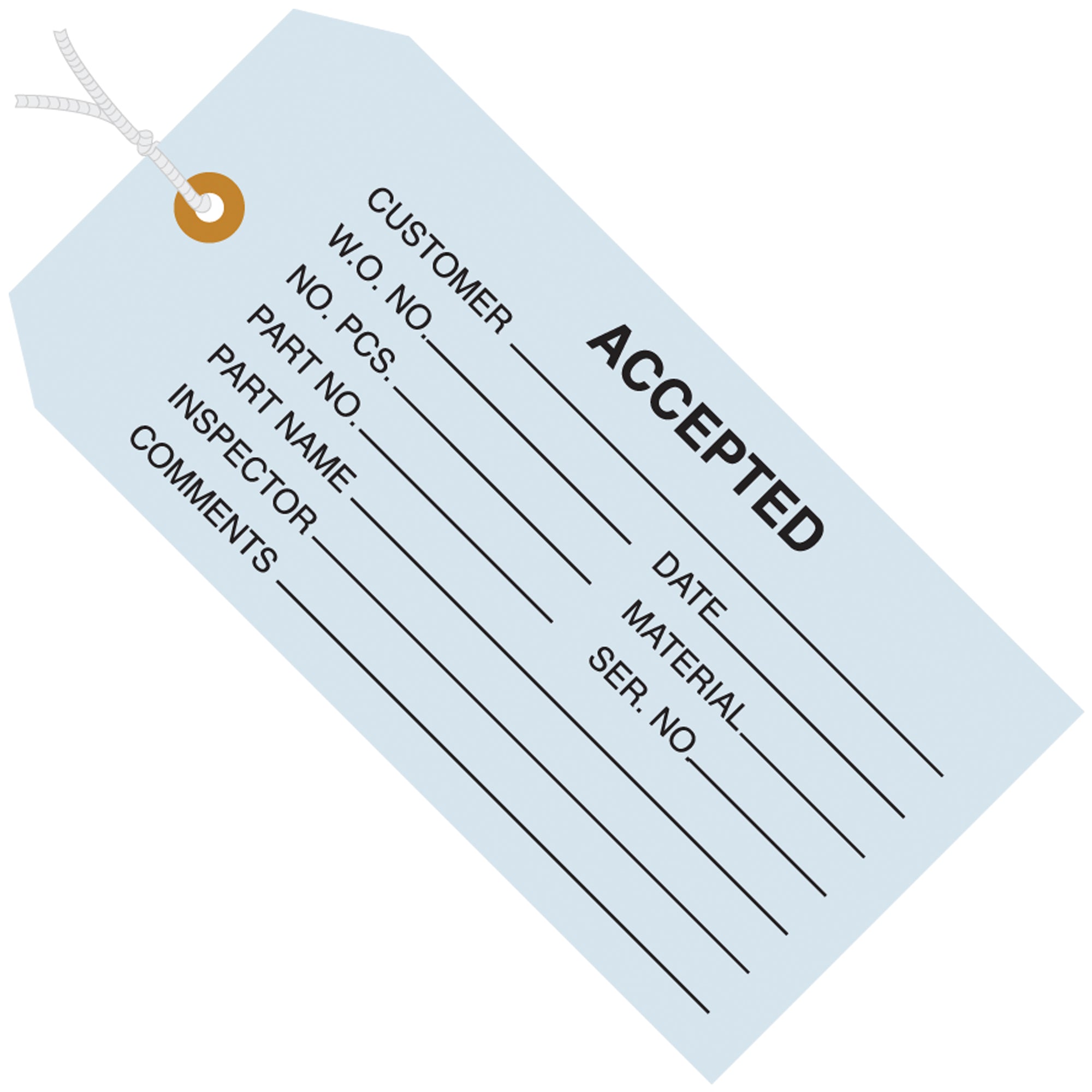 4 3/4 x 2 3/8" - "Accepted (Blue)" Inspection Tags - Pre-Strung (G20012) Case Of 1000