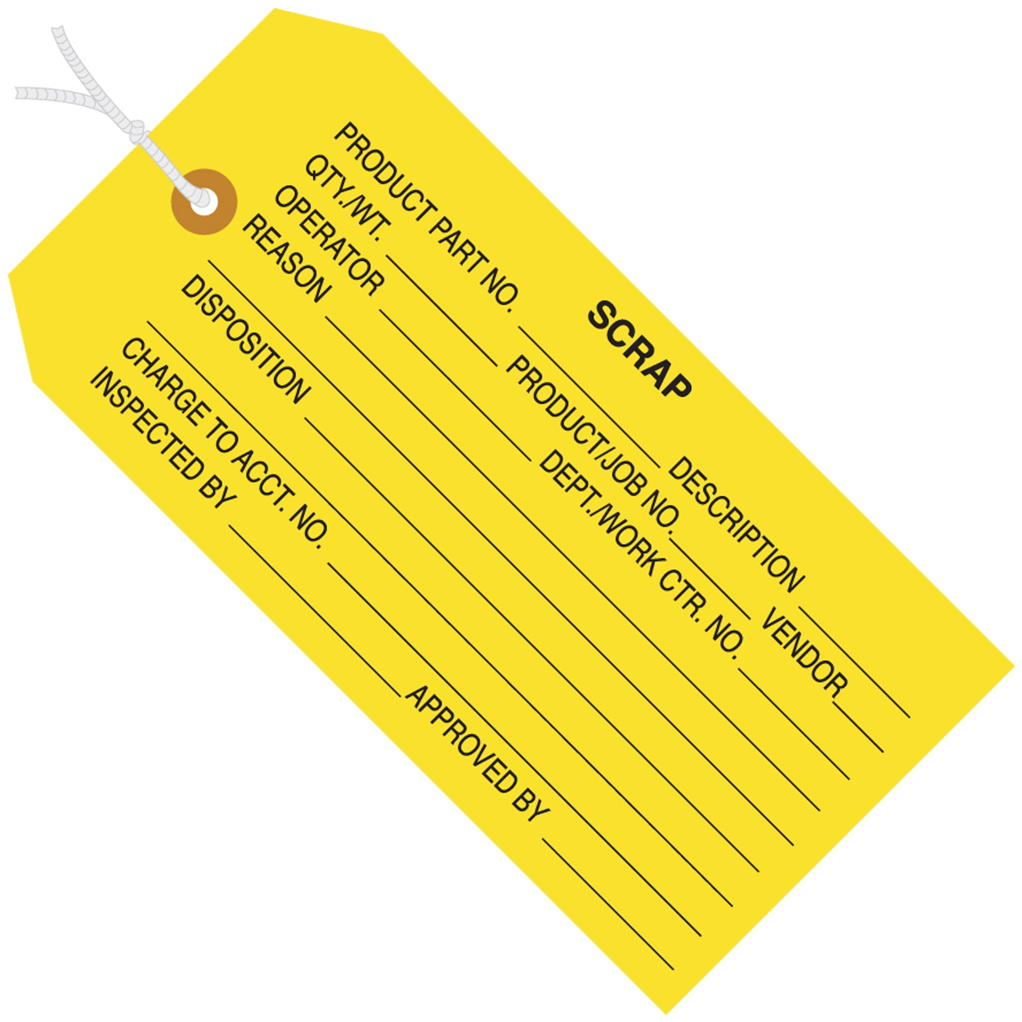 4 3/4 x 2 3/8" - "Scrap" Inspection Tags - Pre-Strung (G20052) Case Of 1000