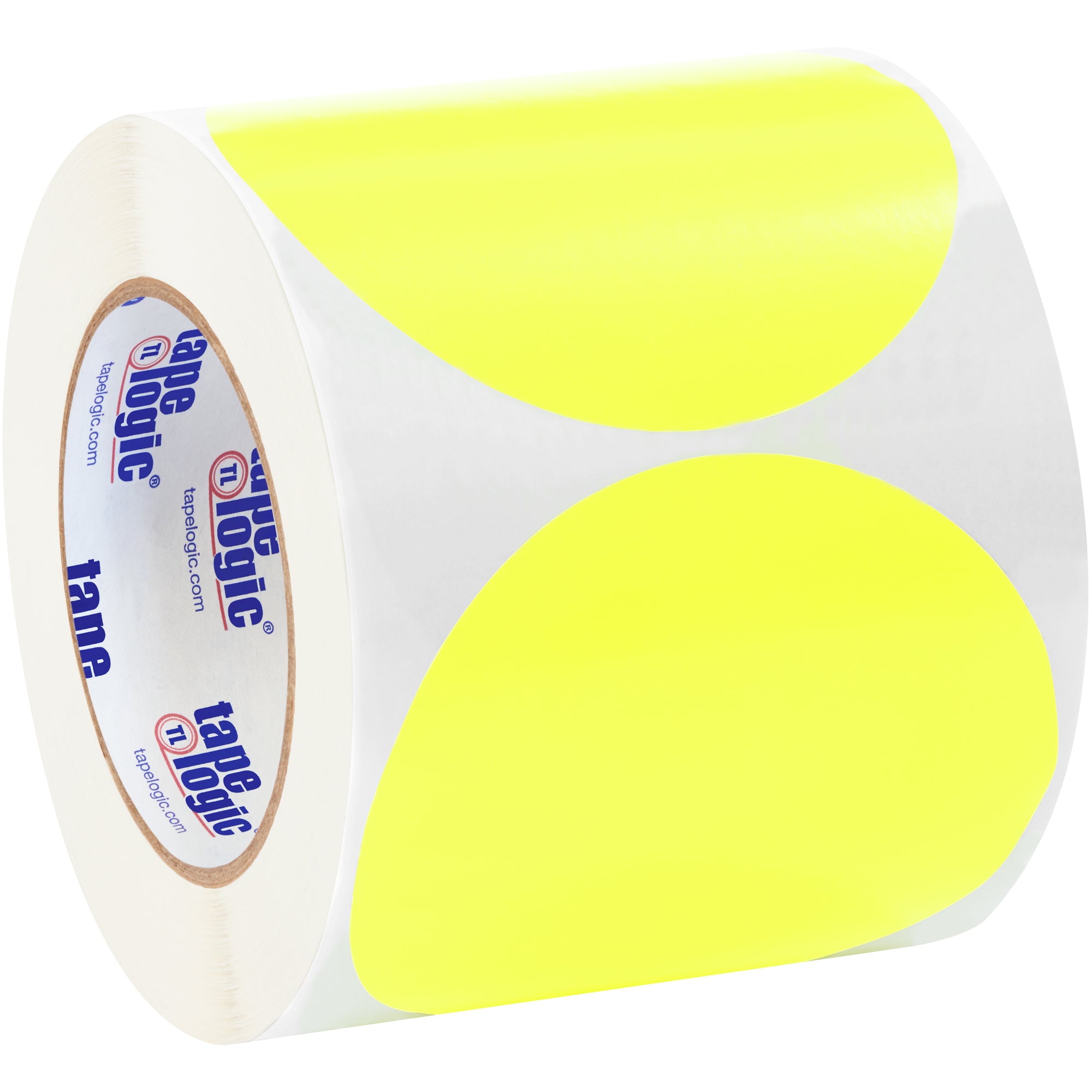 4" Fluorescent Yellow Inventory Circle Labels (DL615L) Roll Of 500